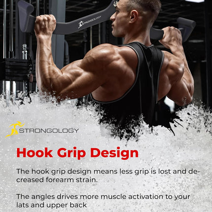 Strongology POWERPULL Lat Bar Pull Down Bar Attachments, Workout Accessory for Gym, Cable Weightlifting Use, Strength Training Arms, Back, Shoulders