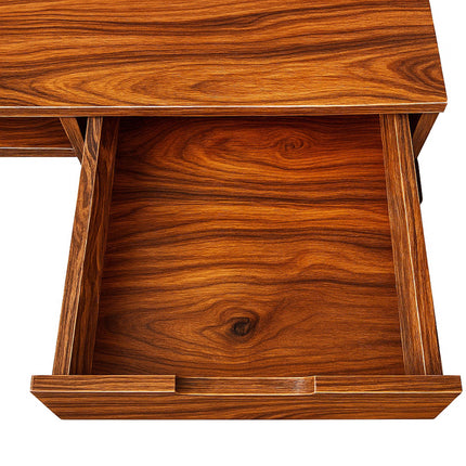 MDA Designs Kenora Home Office Study Ergonomic Desk Table Workstation with Drawers Walnut Black