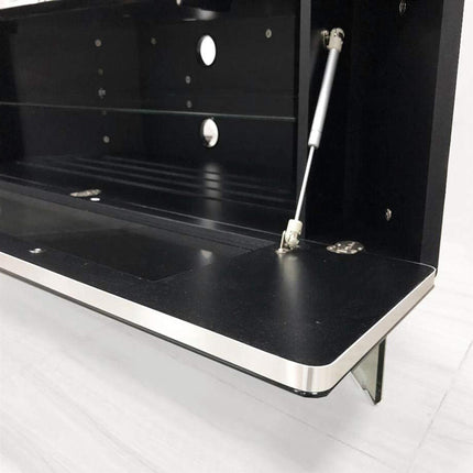 MDA Designs Antares HYBRID Black Corner-Friendly with Clear Acrylic Legs Hover Effect & Remote-Friendly Glass Door TV Cabinet - Grade A
