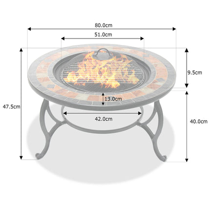 Centurion Supports Fireology LANIAKA Lavish Garden & Patio Heater Fire Pit Brazier, Coffee Table, Barbecue and Ice Bucket with Slate Tiles