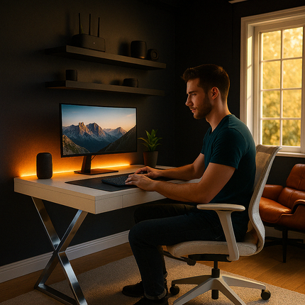 Centurion Supports ADONIS Gloss White and Chrome Legs Ergonomic Home Office Luxury Modern Desk