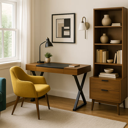 Centurion Supports ADONIS Walnut with Matte Black Legs Ergonomic Luxury Home Office Desk