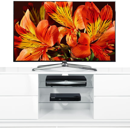 Centurion Supports Avitus Premium High Gloss White with 4-White Drawers and 3-Shelf 32"-65" LED/OLED/LCD TV Cabinet - Grade A