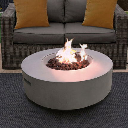 MDA Designs FUSION Light Grey Lavish Garden & Patio Gas Fire Pit with Eco-Stone Finish - Fully Assembled