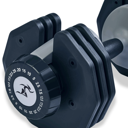 Strongology URBAN25 Grey Adjustable Single Dumbbell | 2.5kg to 25kg Quick-Select Weight | 10-in-1 Space-Saving Design | Soft-Grip Handle | Secure Plate-Locking System | Home Gym Strength Training Workouts