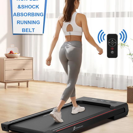 Strongology MOTIONIC BLACK Home and Office Ultra Quiet Adjustable Speed 1-8km/h Slimline 2.5HP Bluetooth Treadmill with LED Display - Fully Assembled