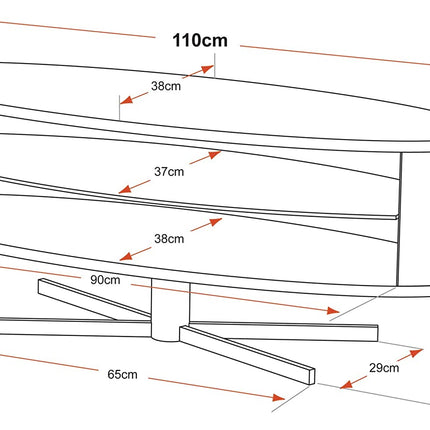 MDA Designs Orbit 1100BB Gloss Black TV Stand with Gloss Black Elliptic Sides for Flat Screen TVs up to 55"