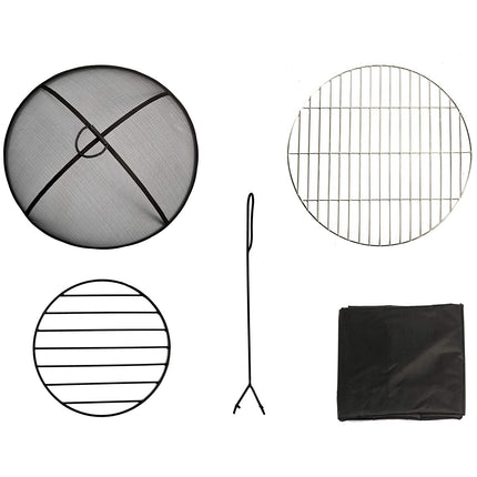 Centurion Supports Fireology SAMUI Majestic Garden and Patio Round Multi-function Heater, Fire Pit, Brazier and Barbecue with Eco-Stone Finish and Cover