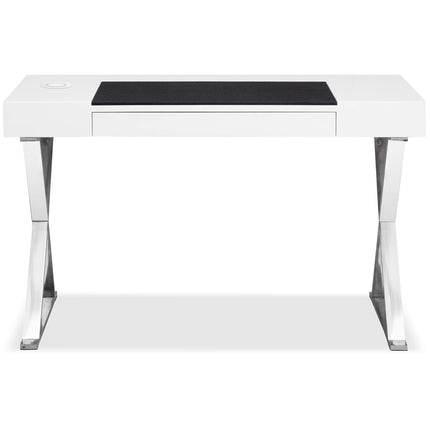 Centurion Supports ADONIS Gloss White Ergonomic Home Office Desk with Built-In Wireless Qi Charging