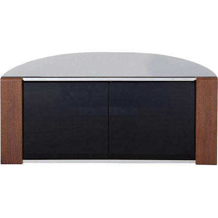 MDA Designs Sirius 850 Remote Friendly Beam Thru Glass Door Gloss Black with Walnut/Oak Reversable Panels with Silver Trim up to 40" LCD/Plasma/LED Cabinet TV Stand