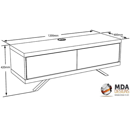 MDA Designs TUCANA 1200 Hybrid Black Oak Beam Thru Remote-Friendly up to 60" Flat Screen TV Cabinet - Grade A