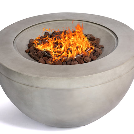 MDA Designs TABITI Light Grey Lavish Garden & Patio Gas Fire Pit with Eco-Stone Finish