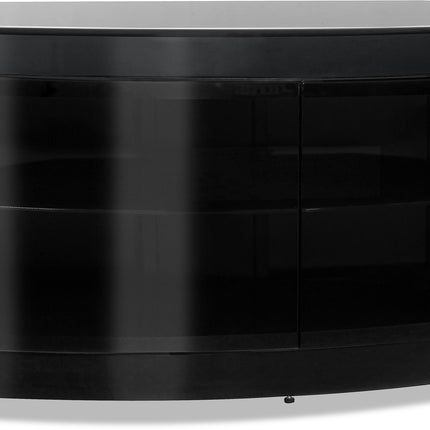Centurion Supports PANGEA Gloss Black Beam-Thru Curved Tru-Corner 32"-50" TV Cabinet - Grade A