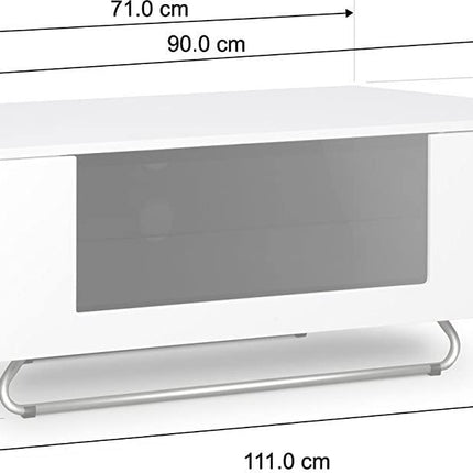 Centurion Supports Hampshire Corner-Friendly Gloss White with Walnut Contrast Beam-Thru Remote Friendly Door 26"-50" Flat Screen TV Cabinet