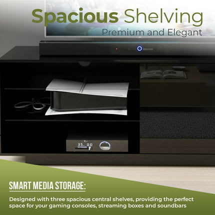 Centurion Supports Gallus Gloss Black with 2-Black Drawers and 3-Shelf 32"-55" LED/LCD/Plasma Cabinet TV Stand