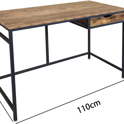 MDA Designs Ottawa Home Office Study Ergonomic Desk Table Workstation with Drawer Nutmeg Black - Grade A