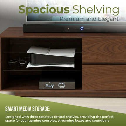 Centurion Supports Gallus Premium Walnut with 2-Walnut Drawers and 3-Shelves 32"-55" LED/OLED/LCD TV Cabinet - Grade A