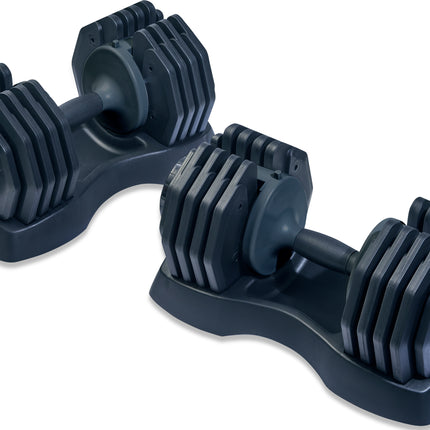 Strongology Home Fitness Adjustable Smart Dumbbell Pair from 5kg to 40kg Training Weights in Black