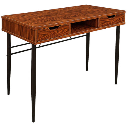 MDA Designs Kenora Home Office Study Ergonomic Desk Table Workstation with Drawers Walnut Black
