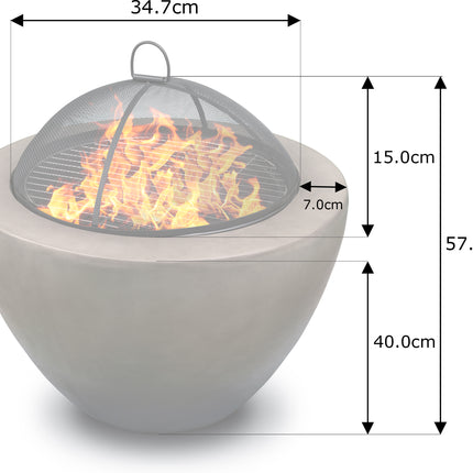 Centurion Supports Fireology DIABLO Dark Grey Contemporary Garden and Patio Heater Fire Pit and Barbecue with Concrete Stone-Effect Finish - Fully Assembled