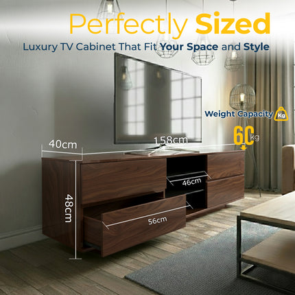 Homeology Avitus Premium Walnut with 4-Walnut Drawers and 3-Shelf 32"-65" LED/OLED/LCD TV Cabinet