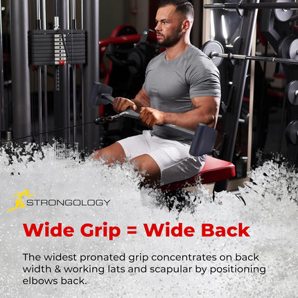 Strongology Lat Bar Pull Down Bar Attachments, Workout Accessory for Gym, Fitness, Cable Weightlifting Use, Strength Training Arms, Triceps, Back, Shoulders - Grade A