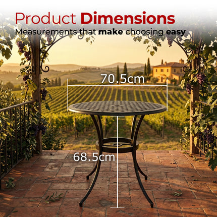 Centurion PREGO Outdoor Bistro Table Cast Aluminium Black, Garden Patio Round Table with 4-Legs Weather Resistant Rustproof Metal Furniture for Balcony Decking Terrace