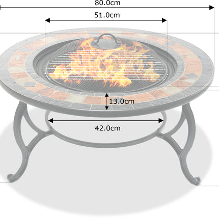 Centurion Supports Fireology LANIAKA Lavish Garden and Patio Heater Fire Pit Brazier, Coffee Table, Barbecue and Ice Bucket with Slate Tiles