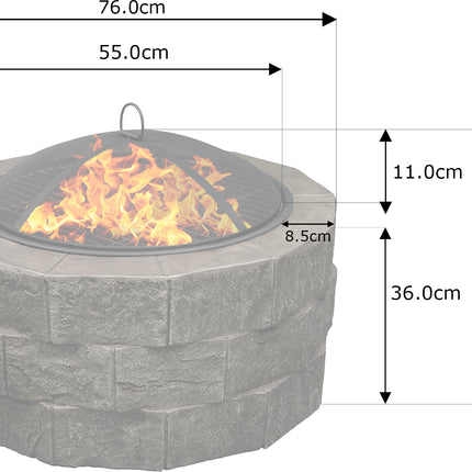 Centurion Supports Fireology RENOVATO Garden and Patio Heater Fire Pit Brazier and Barbecue with Eco-Stone Finish