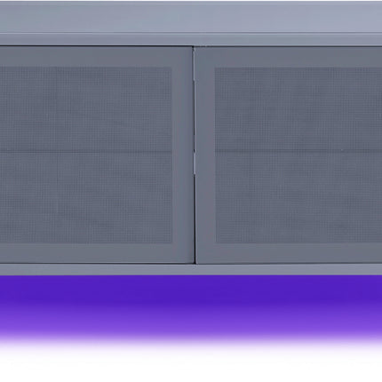 MDA Designs CORVUS Corner-Friendly Grey BeamThru Doors with Grey Profiles Contemporary Cabinet for Flat Screen TVs up to 50" with Led Lights