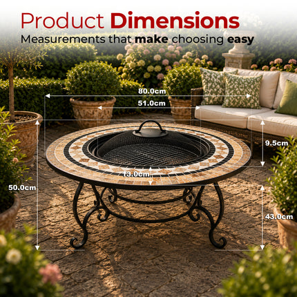 Centurion Supports Fireology BELUGA Opulent Garden and Patio Round Heater, Fire Pit, Brazier, Coffee Table, Barbecue and Ice Bucket - Marble Finish