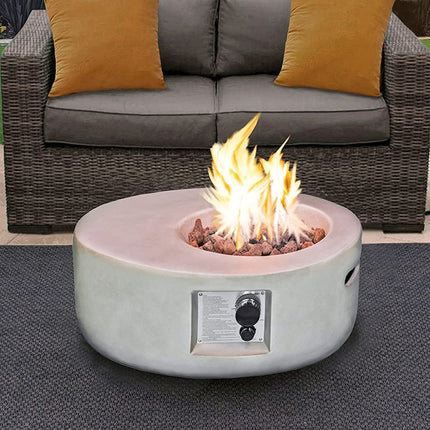 MDA Designs ECHO Light Grey Lavish Garden & Patio Gas Fire Pit with Eco-Stone Finish