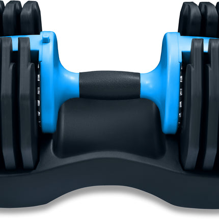 Strongology URBAN25 Blue Adjustable Single Dumbbell | 2.5kg to 25kg Quick-Select Weight | 10-in-1 Space-Saving Design | Soft-Grip Handle | Secure Plate-Locking System | Home Gym Strength Training Workouts