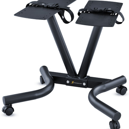 Strongology Durable Steel Adjustable Dumbbell Universal Floor Stand, Space Saver Adjustable Weights Rack