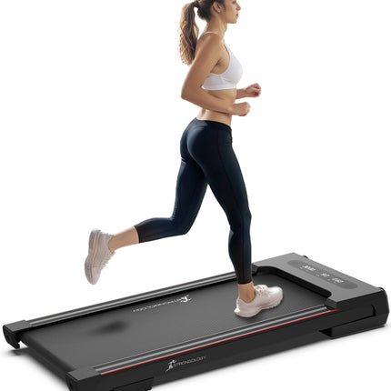 Strongology MOTIONIC BLACK Home and Office Ultra Quiet Adjustable Speed 1-8km/h Slimline 2.5HP Bluetooth Treadmill with LED Display - Fully Assembled