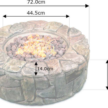 Centurion Supports Fireology KALUYA Grey Lavish Garden and Patio Gas Fire Pit with Eco-Stone Finish - Fully Assembled