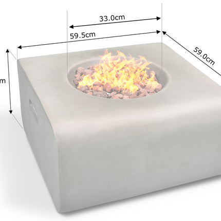 Centurion Supports Fireology ADELPHI Light Grey Lavish Garden and Patio Gas Fire Pit with Eco-Stone Finish - Fully Assembled - Grade A