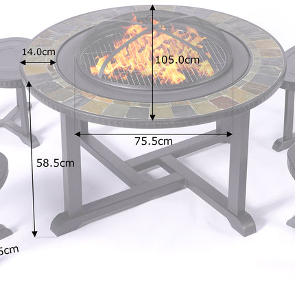 Centurion Supports Fireology CORDOVA Garden and Patio Heater Fire Pit Brazier, Table, Barbecue and Ice Bucket
