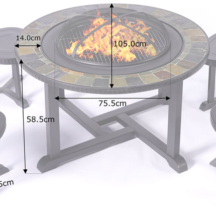 Centurion Supports Fireology CORDOVA Set Garden and Patio Round Heater, Fire Pit, Brazier, Table, Barbecue and Ice Bucket