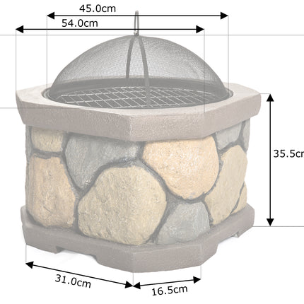 Centurion Supports Fireology BOGOTA Bold Garden and Patio Heater Fire Pit Brazier and Barbecue with Eco-Stone Finish