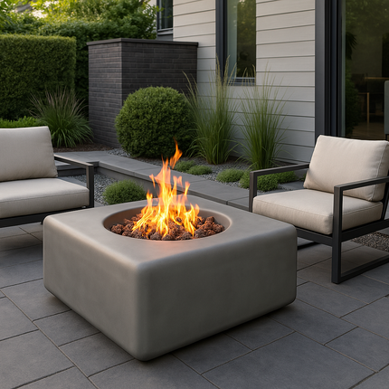Centurion Supports Fireology ADELPHI Dark Grey Lavish Garden and Patio Gas Fire Pit with Eco-Stone Finish - Fully Assembled