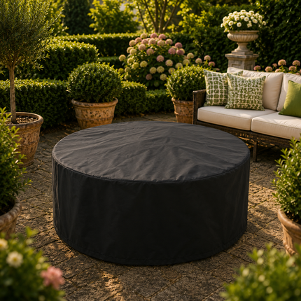 Centurion Supports TOPANGA High-End Round Multi-Functional Garden and Patio Heater, Fire Pit, Coffee Table, BBQ and Ice Bucket with Ceramic Tiles and Cover