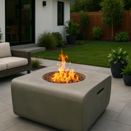 Centurion Supports Fireology ADELPHI Dark Grey Lavish Garden and Patio Gas Fire Pit with Eco-Stone Finish - Fully Assembled