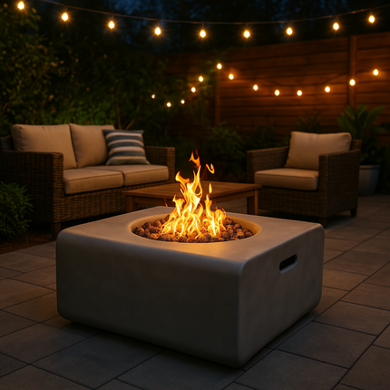 Centurion Supports Fireology ADELPHI Dark Grey Lavish Garden and Patio Gas Fire Pit with Eco-Stone Finish - Fully Assembled