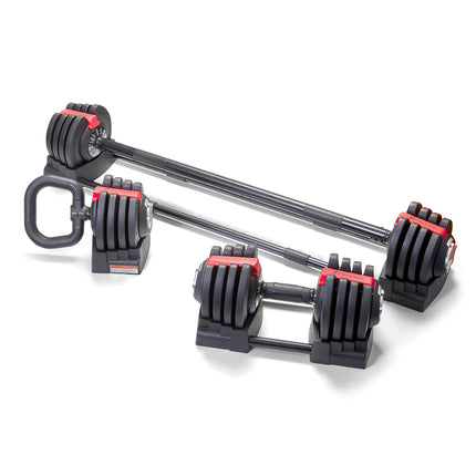 Strongology ELEMENT SET Home Fitness Black/Red Adjustable Smart Barbell/Dumbbell/Kettlebell from 2kg up to 19kg Training Weights