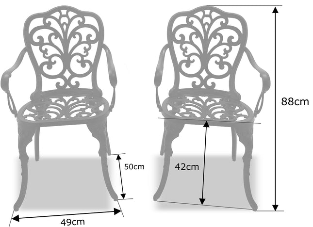 Centurion Supports Bangui Grey 2-Large Garden and Patio Chairs with Armrests in Cast Aluminium - Grade A