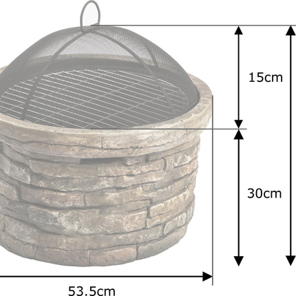 Centurion Supports Fireology SAMUI Khaki Majestic Garden and Patio Heater Fire Pit Brazier and Barbecue with Eco-Stone Finish