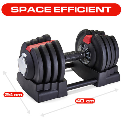 Strongology ELEMENT18 Black and Red Home Fitness Smart Adjustable Dumbbell from 1.5kg up to 18kg Training Weights Pair