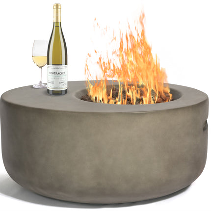 MDA Designs ECHO Dark Grey Lavish Garden & Patio Gas Fire Pit with Eco-Stone Finish