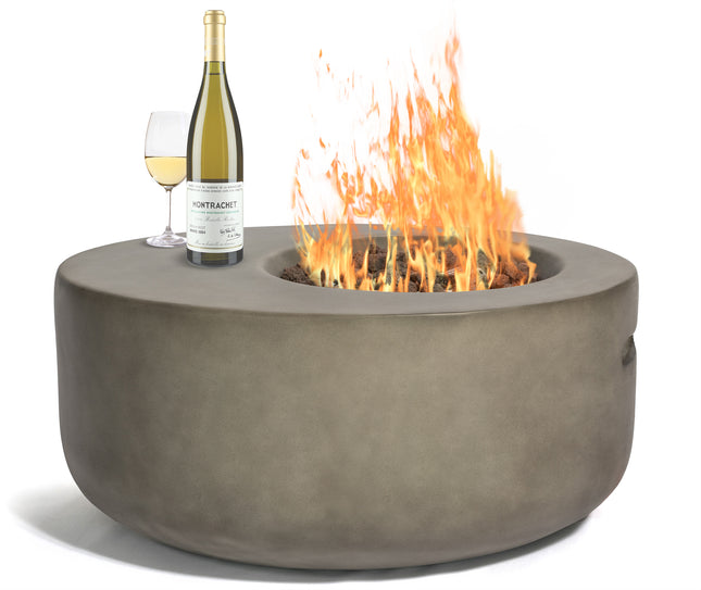 MDA Designs ECHO Dark Grey Lavish Garden & Patio Gas Fire Pit with Eco-Stone Finish